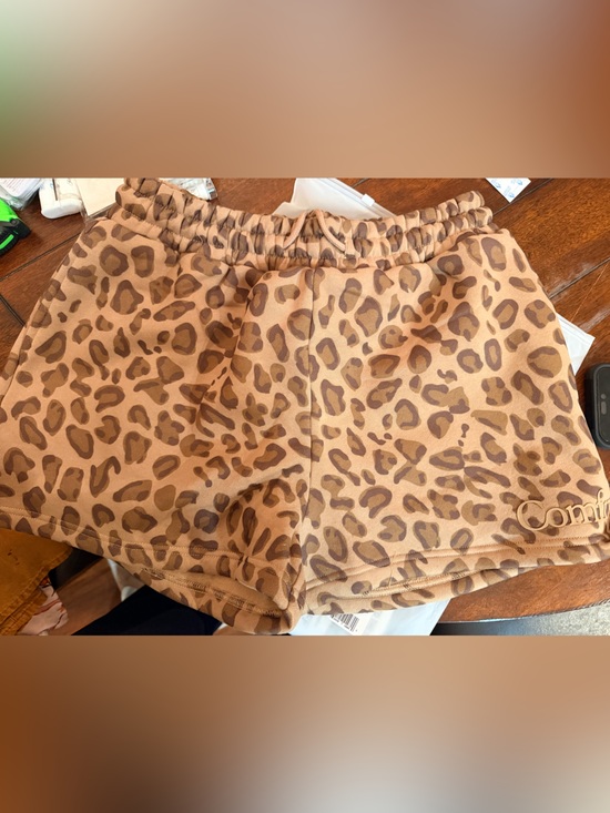 Comfrt Pants - Leopard Print Athletic Shorts - Brown